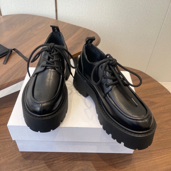 Celine Shoes - Celine Black Chunky Lace-Up Loafers
